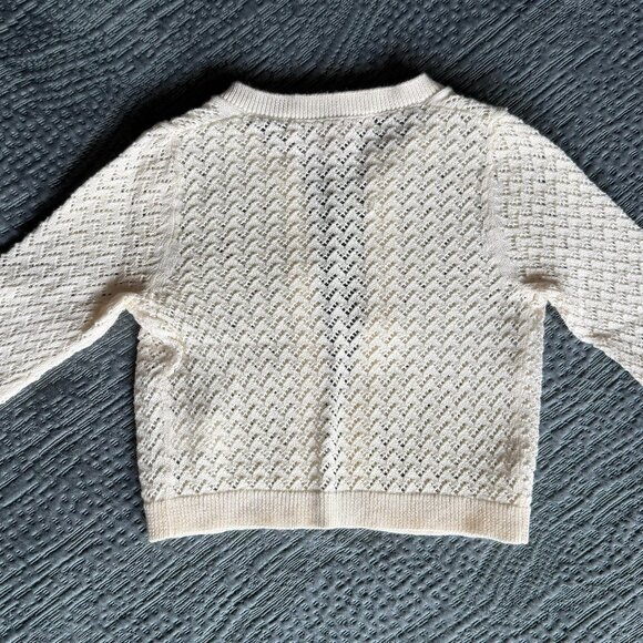 Bonpoint Baby Cardigan 6M – Ivory Pointelle Knit - Picture 2 of 4